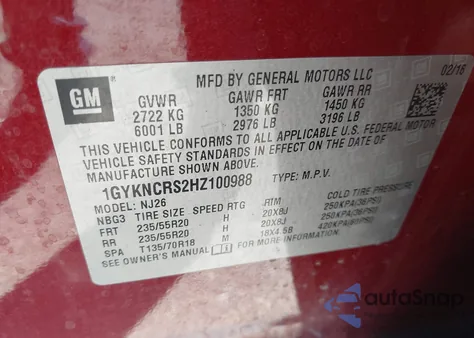 2017 Cadillac Xt5 Premium Luxury from USA, damaged, VIN 1GYKNCRS2HZ100988